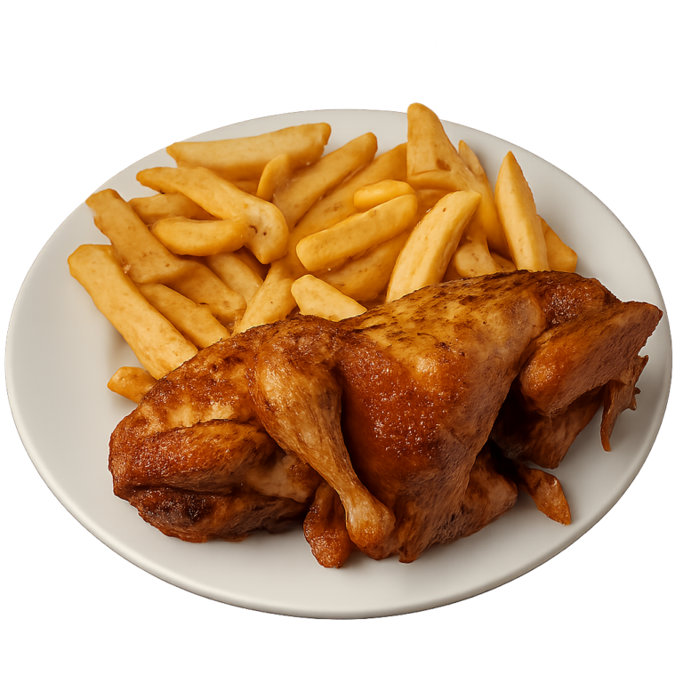 Pollo asado entero con patatas
