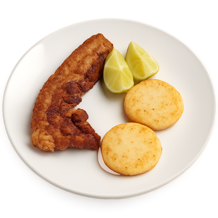 Chicharrón con arepa