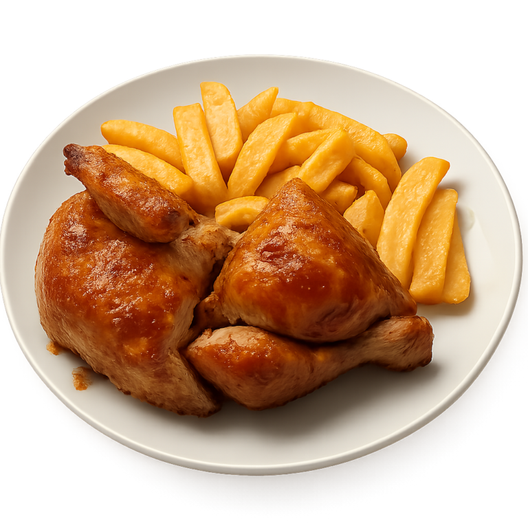 Medio pollo asado con patatas